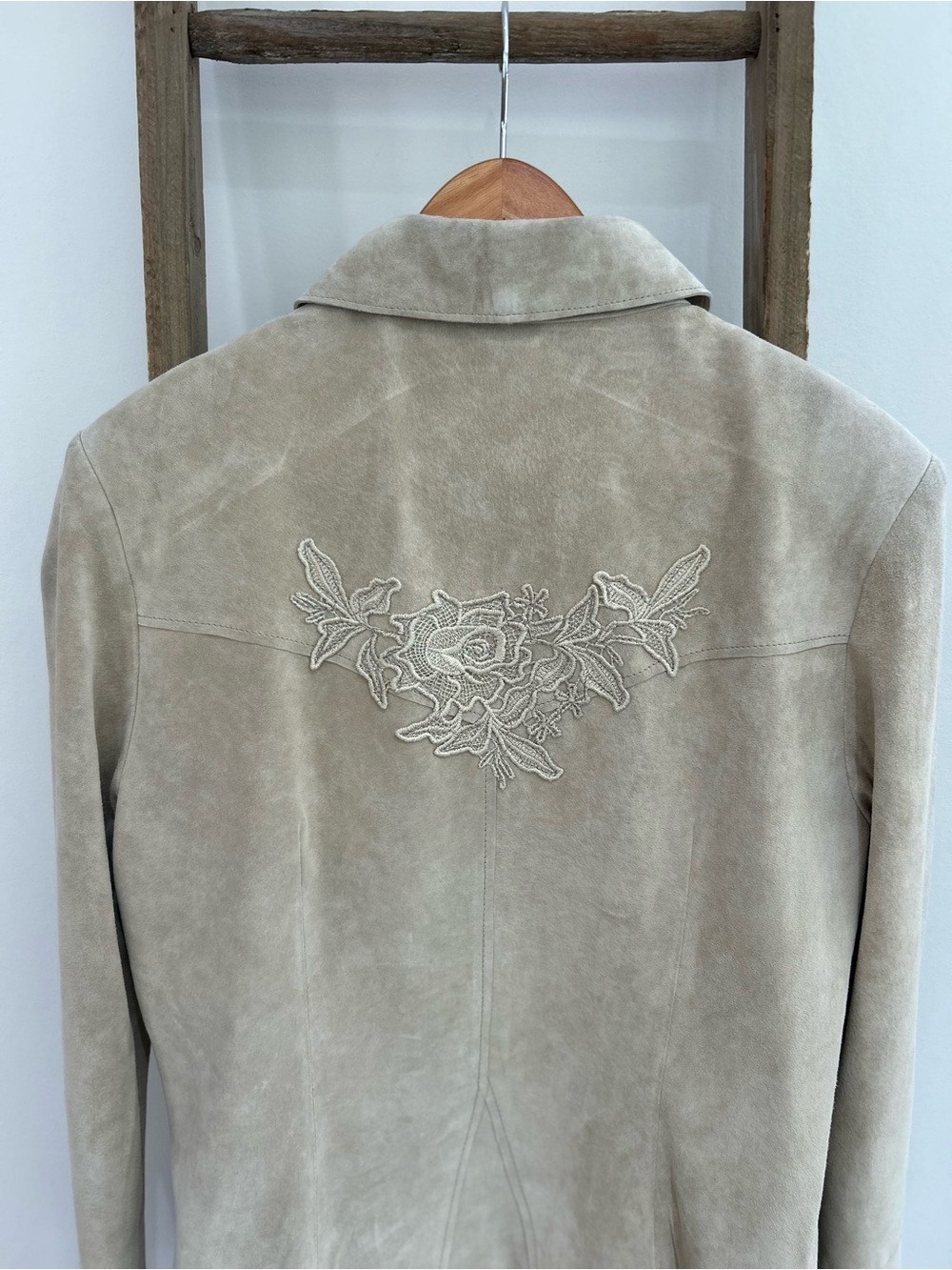 Together Y2K Beige Suede Leather Zip-Front Jacket Women’s Size 12 Boho Western - Picture 4 of 10